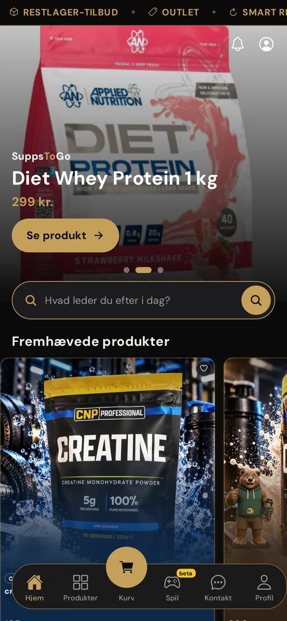 SuppsToGo webapp — forside på mobil